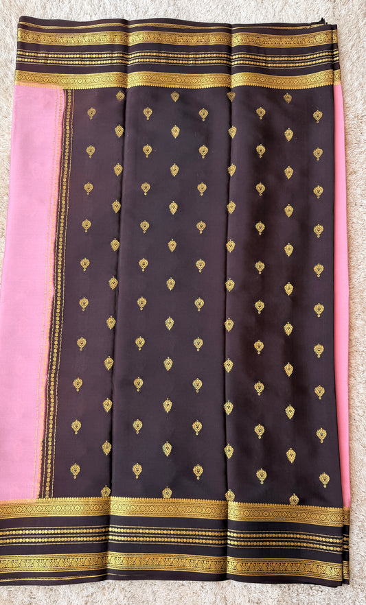 Baby Pink & Brown - Partly Pallu - TN186
