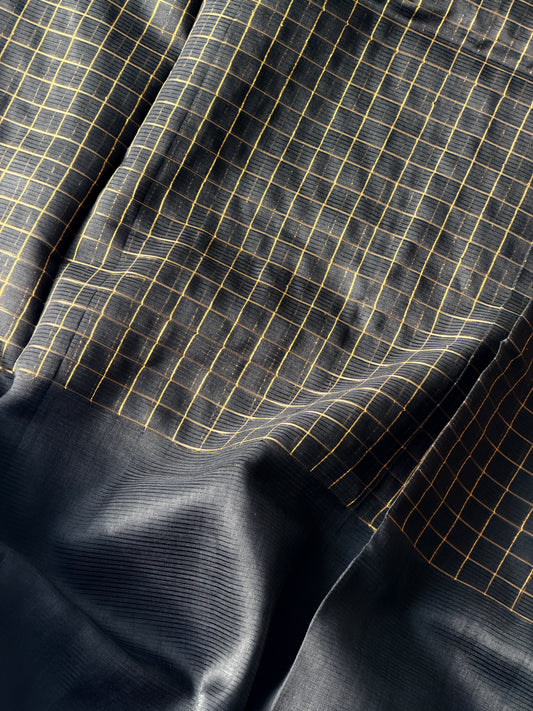 Handwoven Mangalagiri Pattu (Black) - TN350