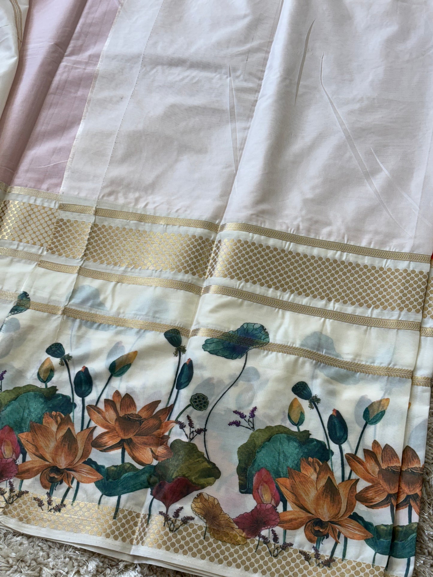 Semi Mysore Crepe Silk : Orange - TN069