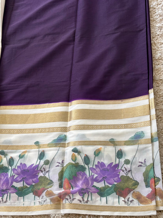 Semi Mysore Crepe Silk : Deep Violet - TN074
