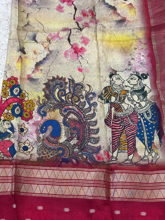 Digital Print Crepe Silk : Red - TN084