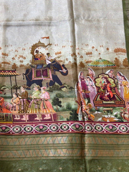 Digital Print Crepe Silk : Green - TN090