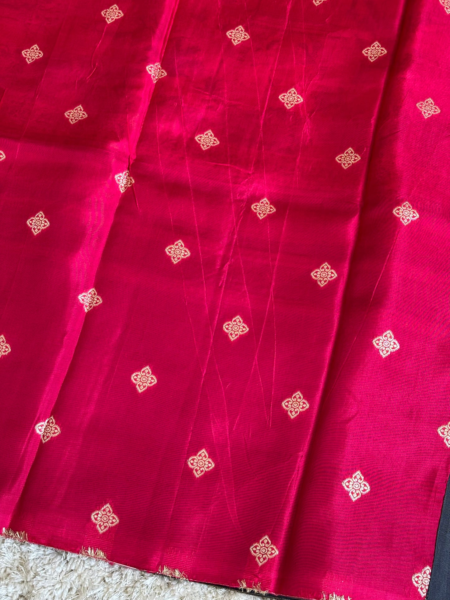 Digital Print Crepe Silk : Black & Pink - TN093