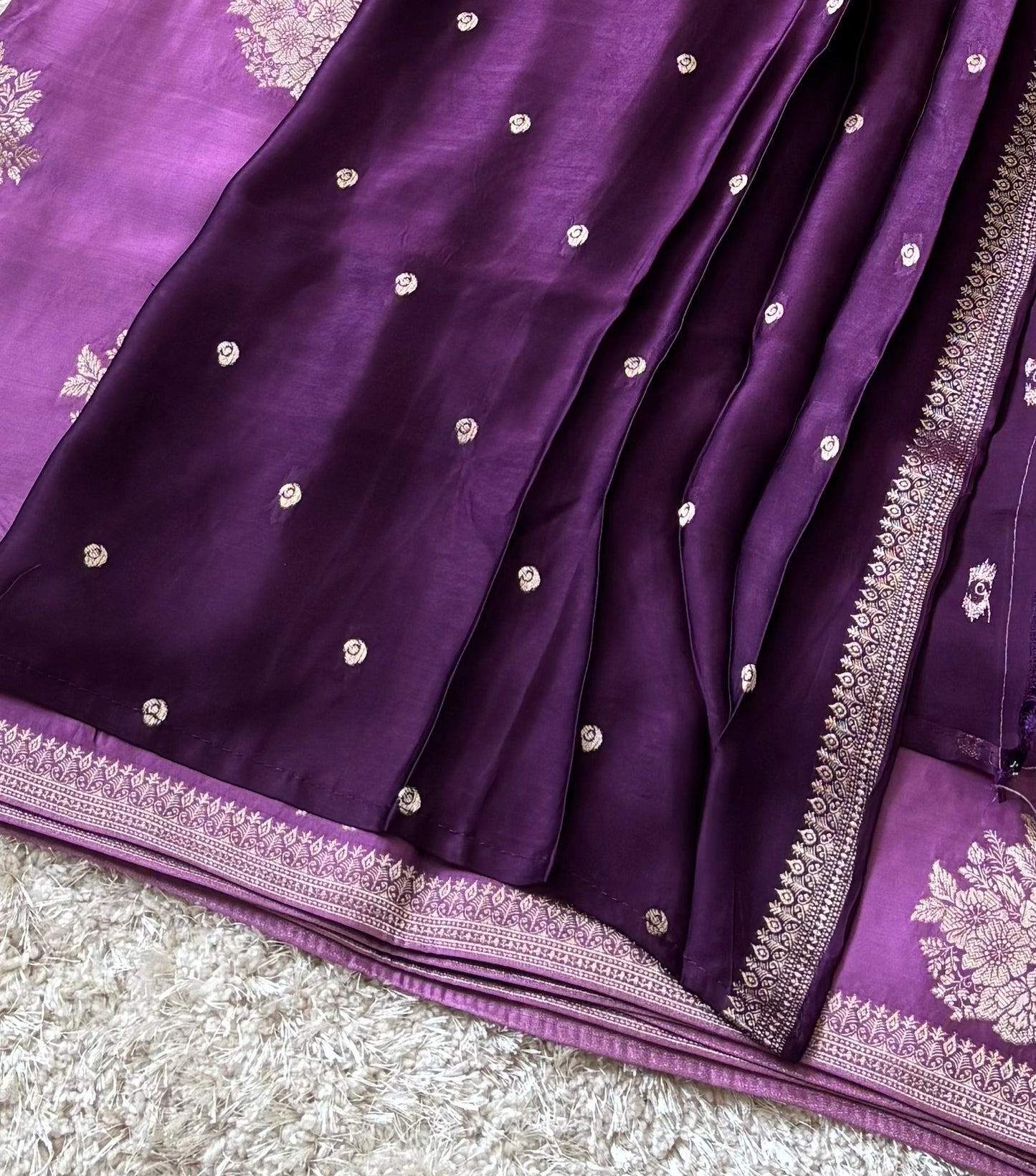 Premium Pure Satin Silk Saree : Lavender - TN105