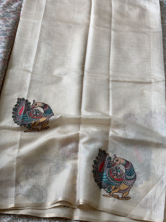 Pure Kota Silk Saree : Cream - TN107