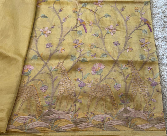 Pure Tissue Saree : Yellow - TN123