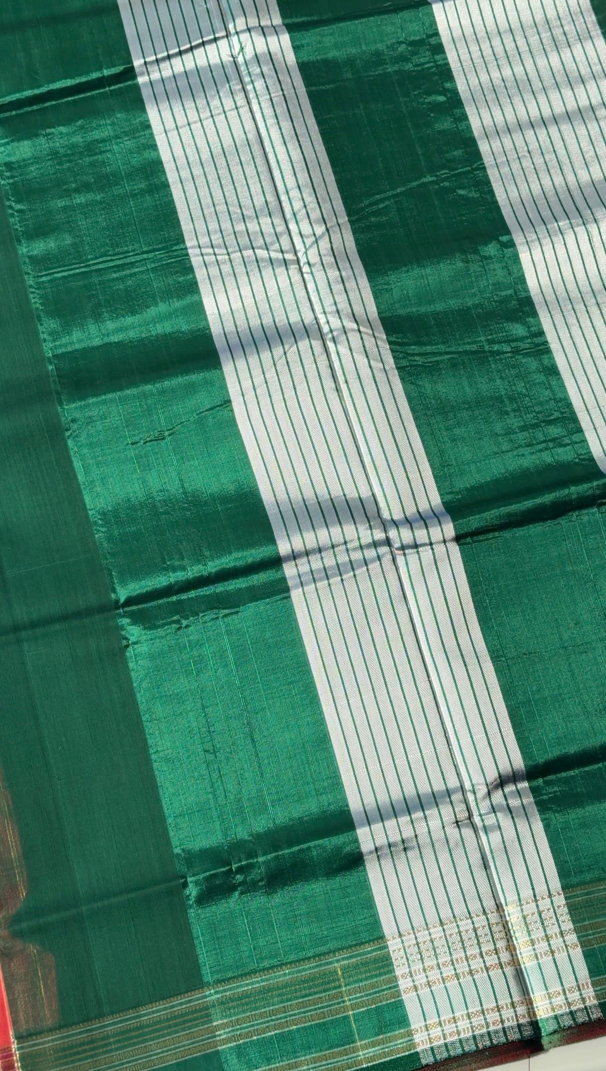 Vegan Silk Saree(light orange and green)- TN388