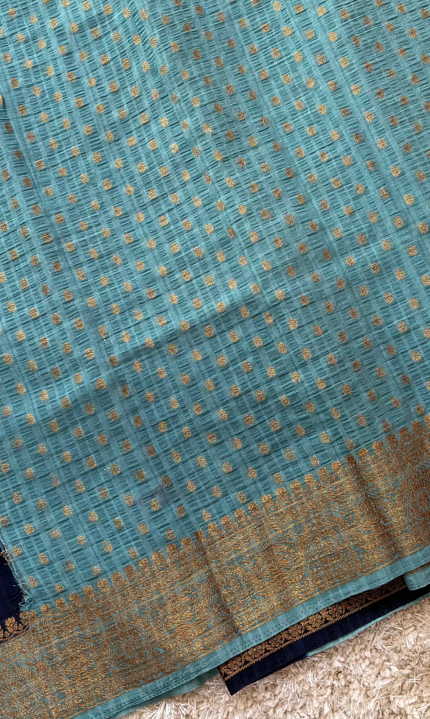 Crepe Tussar Georgette : Navy Blue - TN149