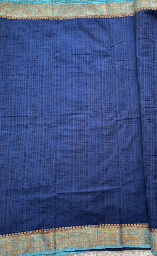 Crepe Tussar Georgette : Navy Blue - TN149