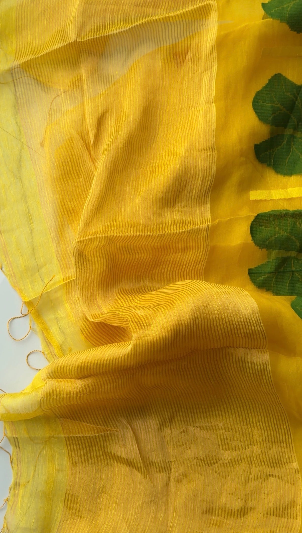 Silk Linen Jamdani Saree (yellow) - TN381