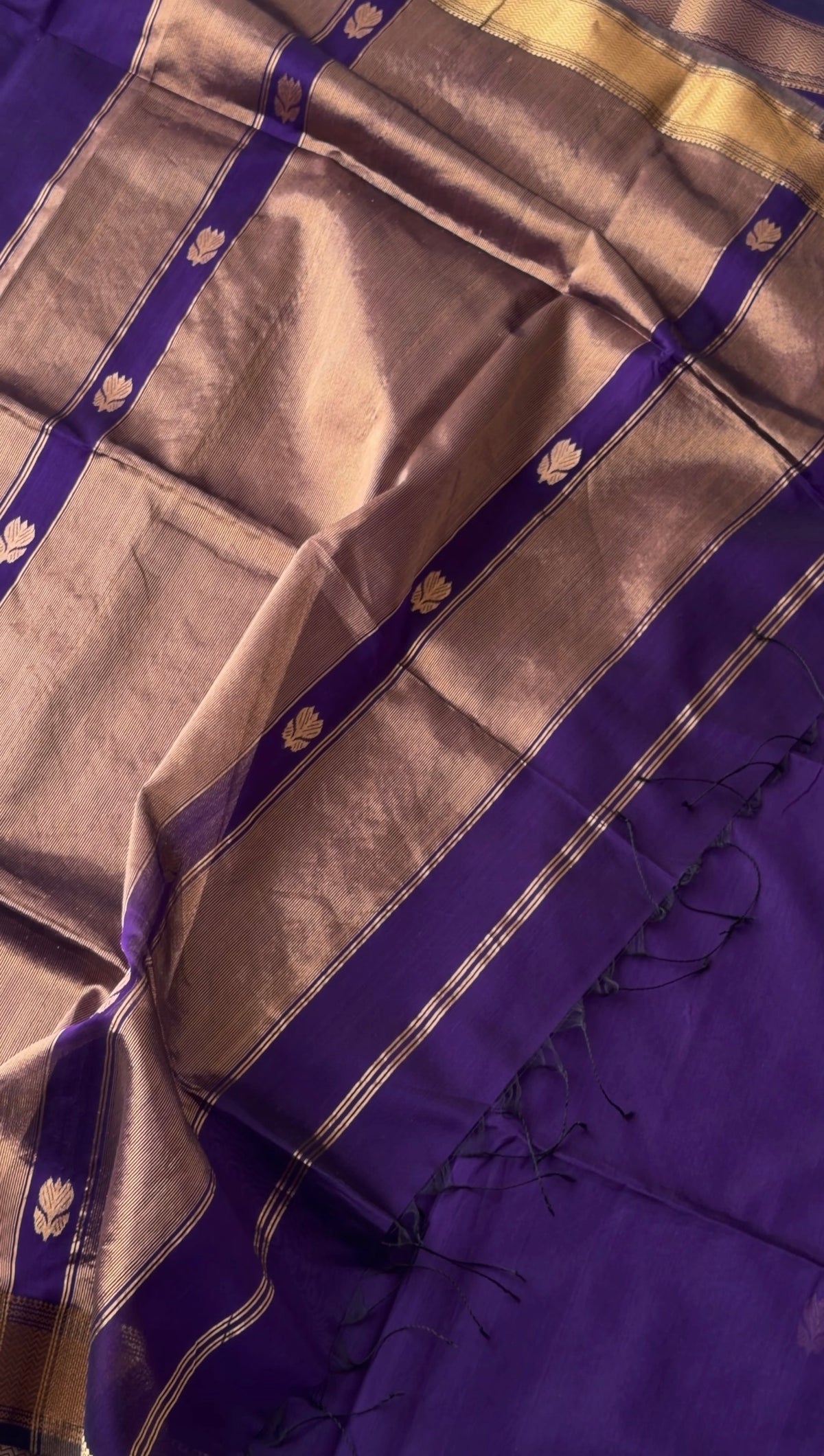Handloom Maheshwari Silk Cotton (Royal Purple) - TN418
