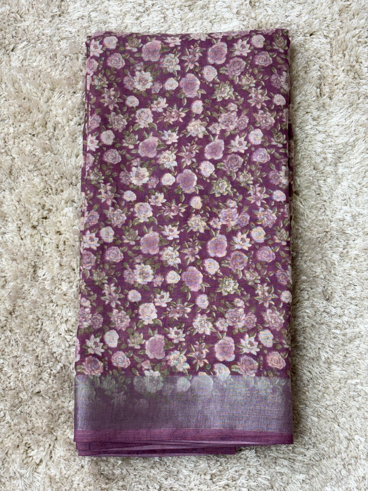 Linen Cotton Saree : Lavender - TN014