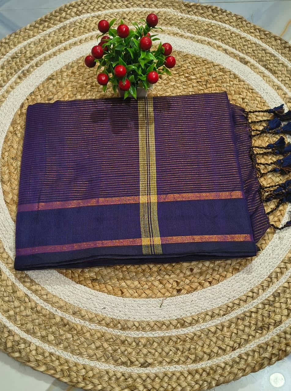Khadi Cotton all over zari stripe work - TN174
