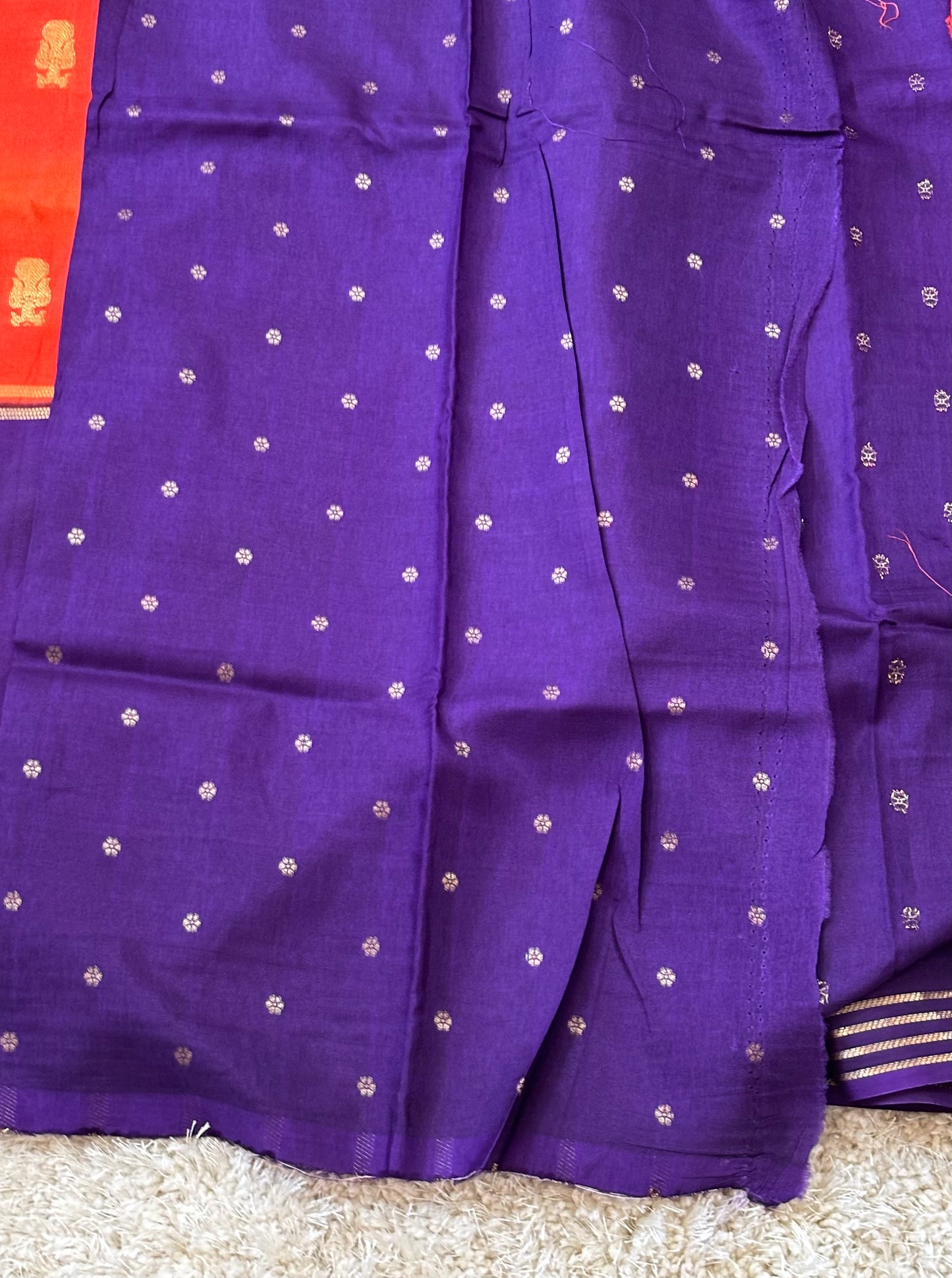 Semi Mysore Silk : Orange & Violet - TN081