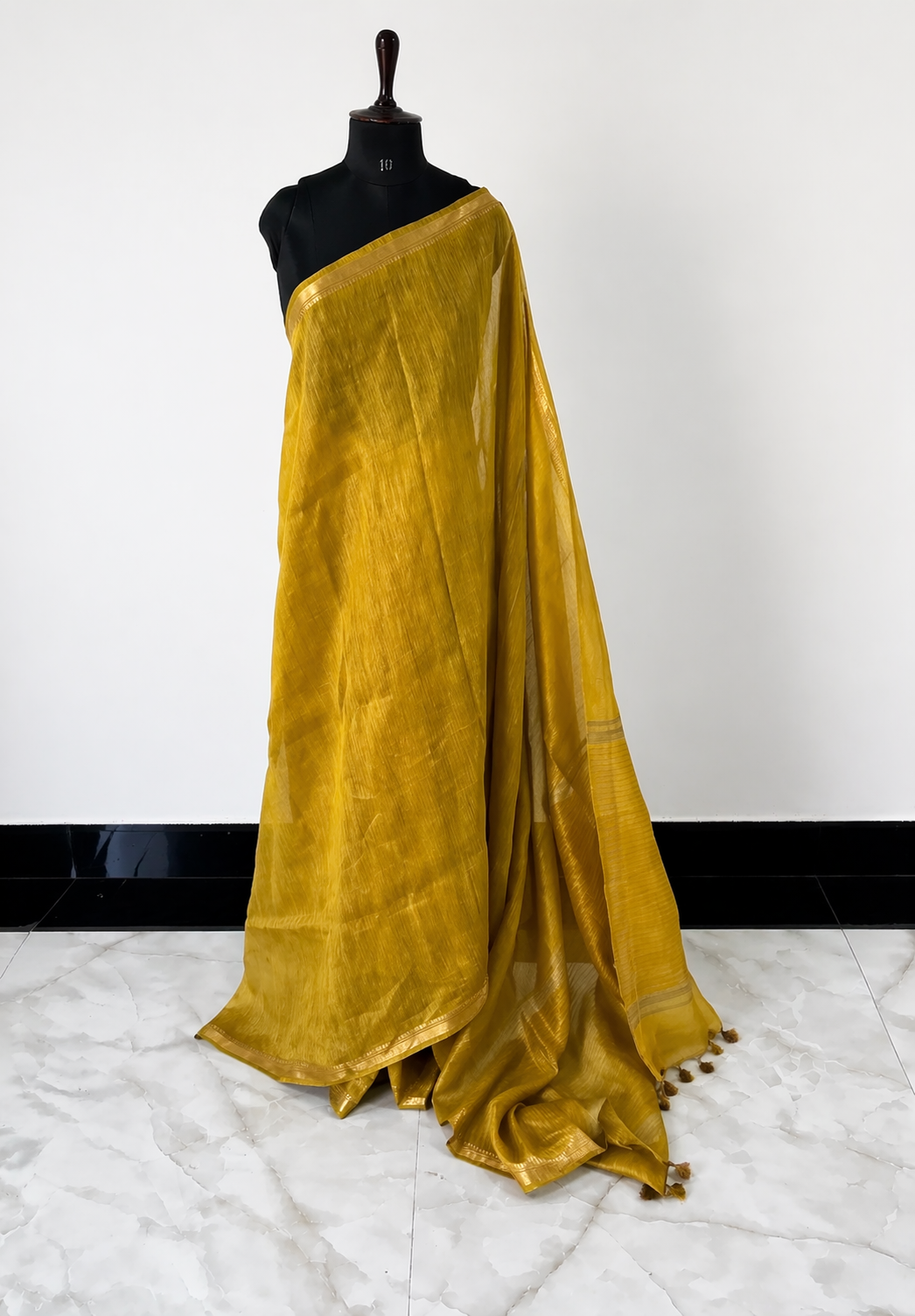 Yellow Pure Linen Saree - TN339