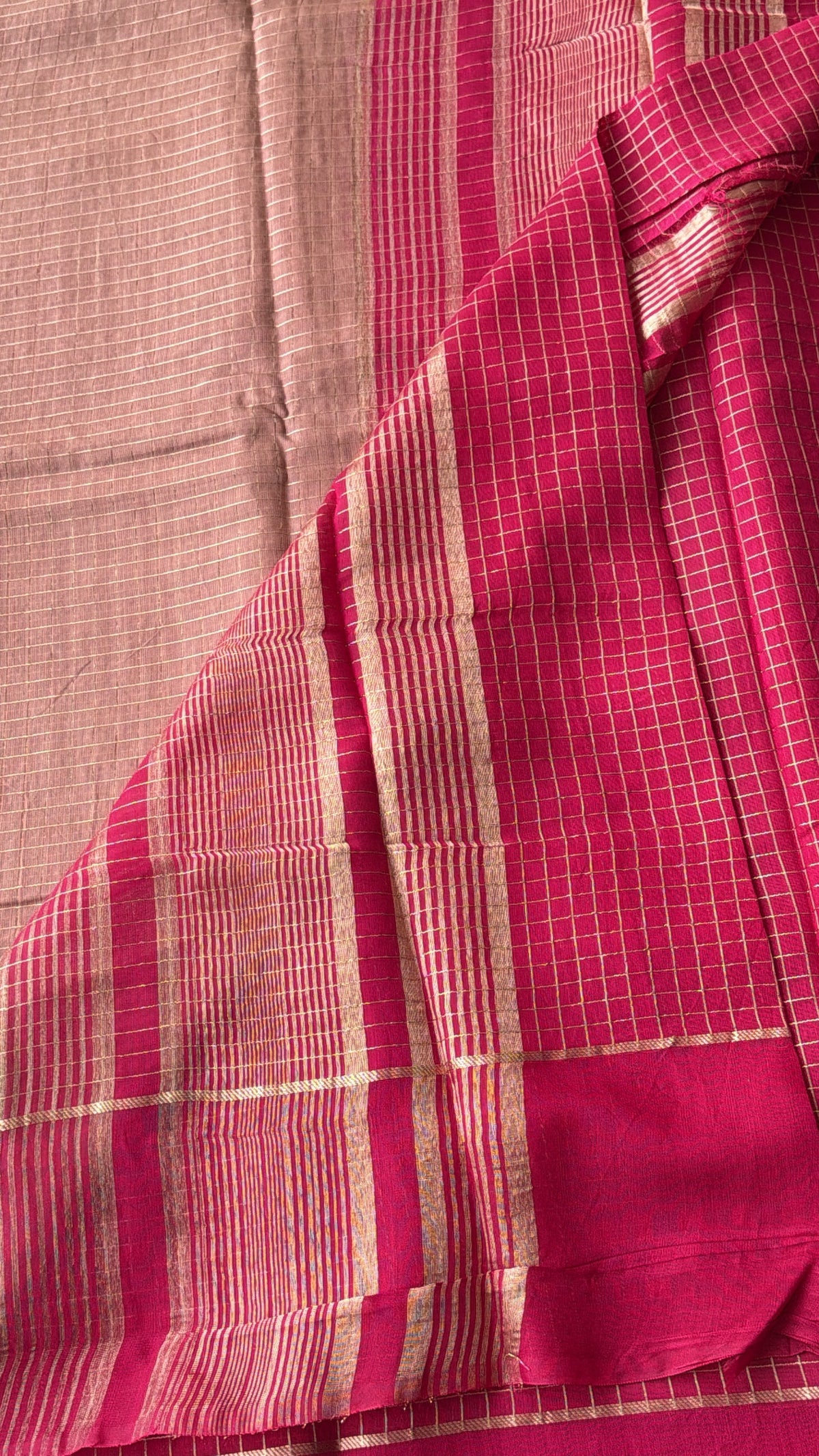 Art silk checks (Dusty Rose Pink) - TN417