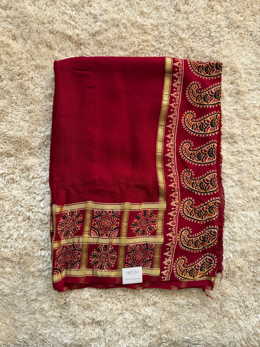 Ajrak Printed Modal Silk Saree - TN180