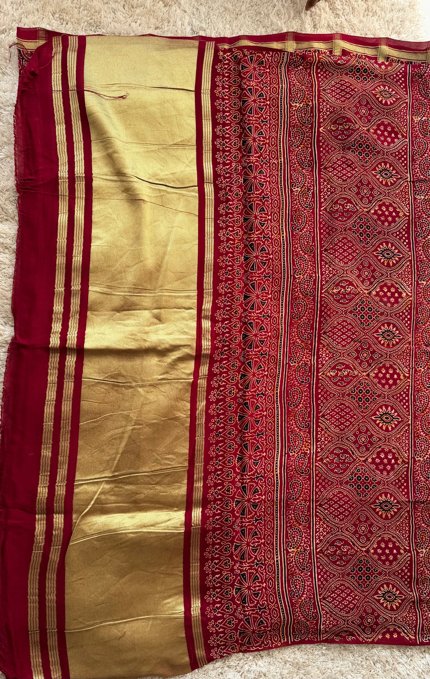 Ajrak Printed Modal Silk Saree - TN180