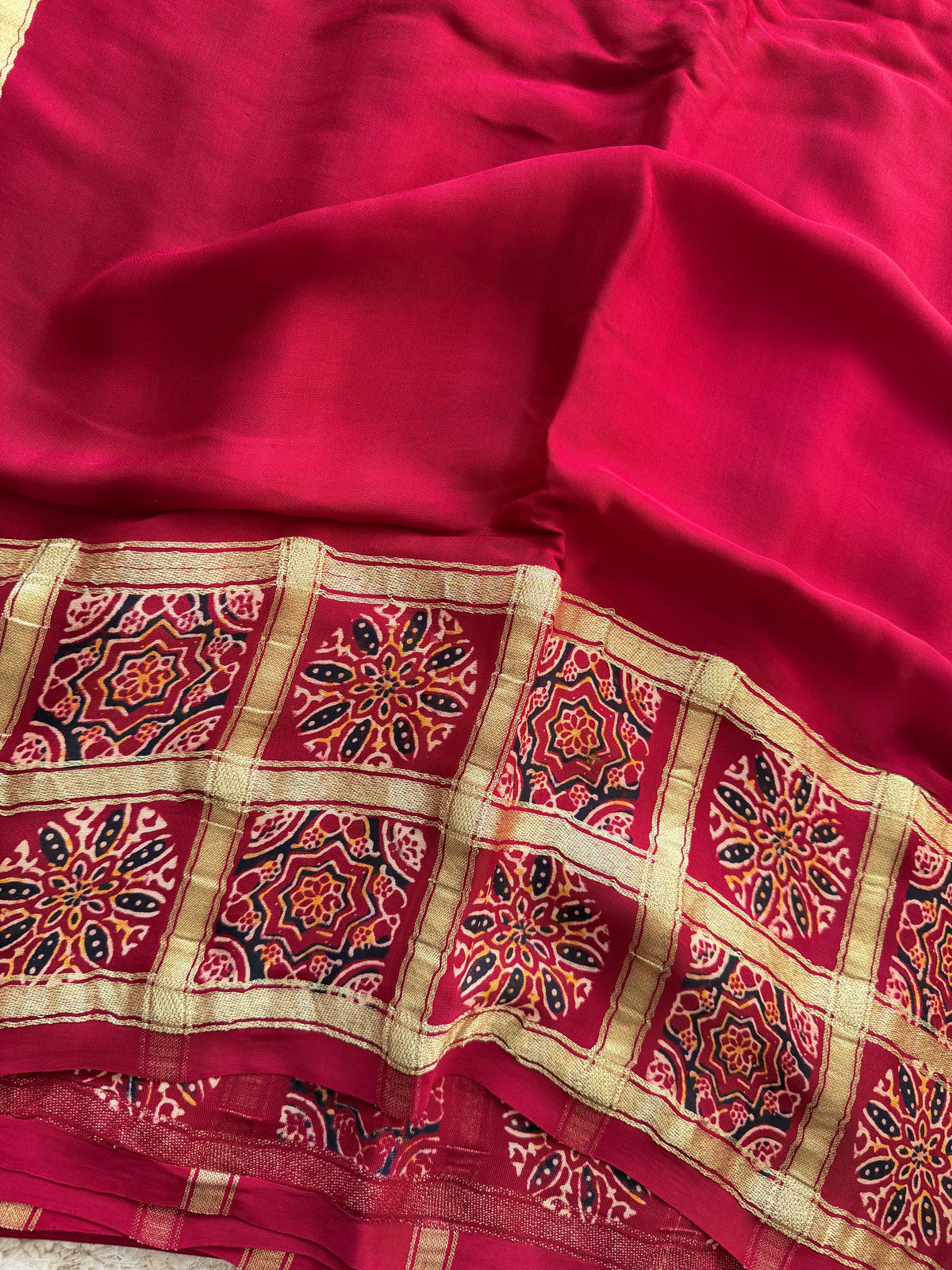 Ajrak Printed Modal Silk Saree - TN180