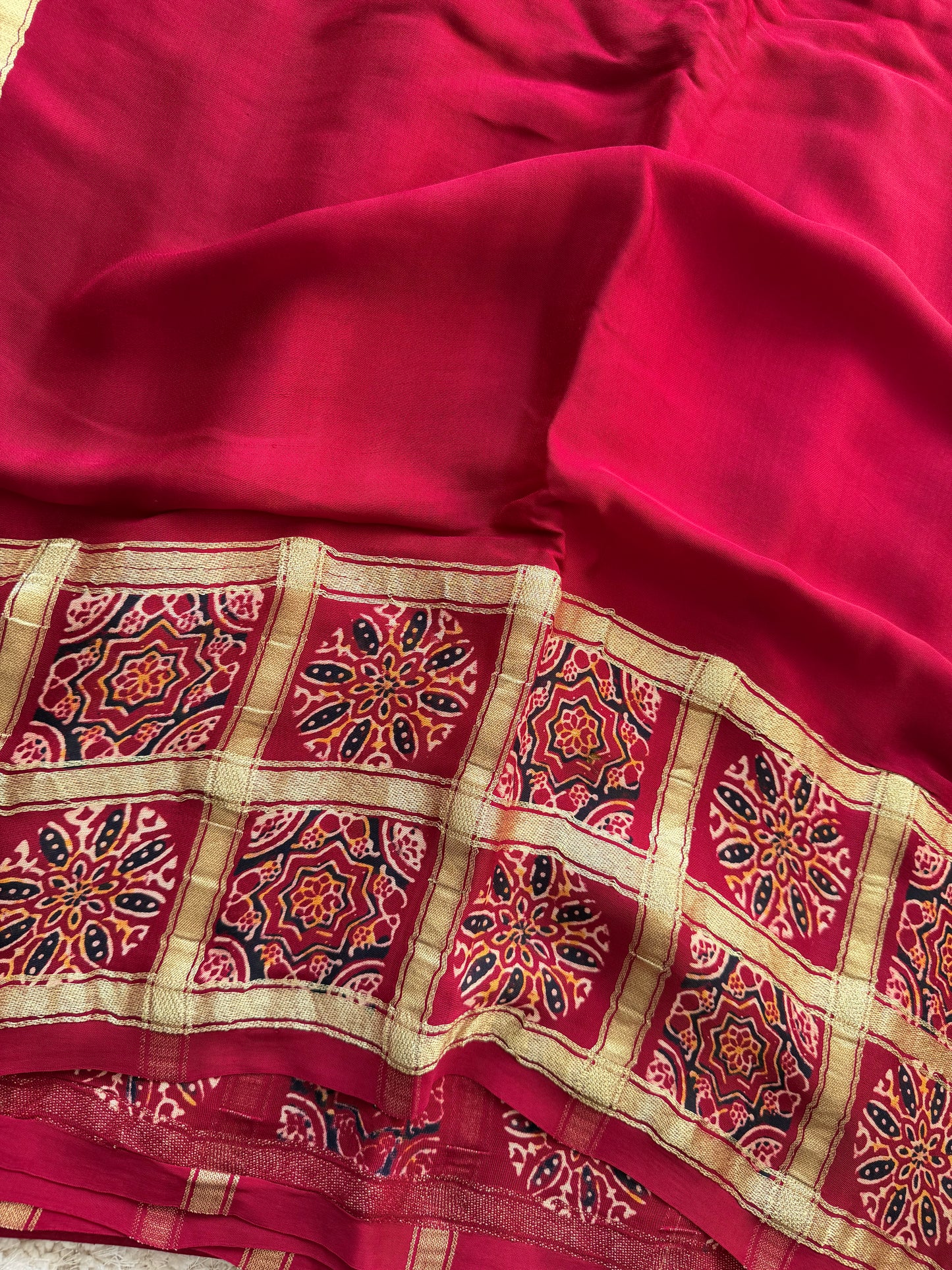 Ajrak Printed Modal Silk Saree - TN180