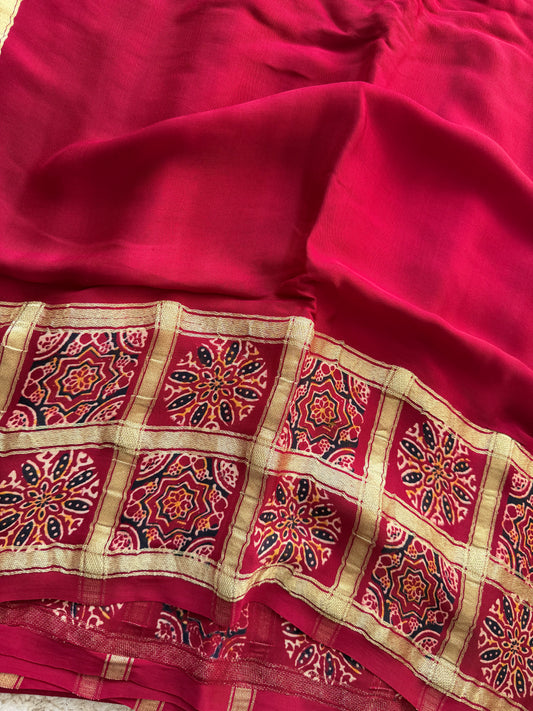 Ajrak Printed Modal Silk Saree - TN180