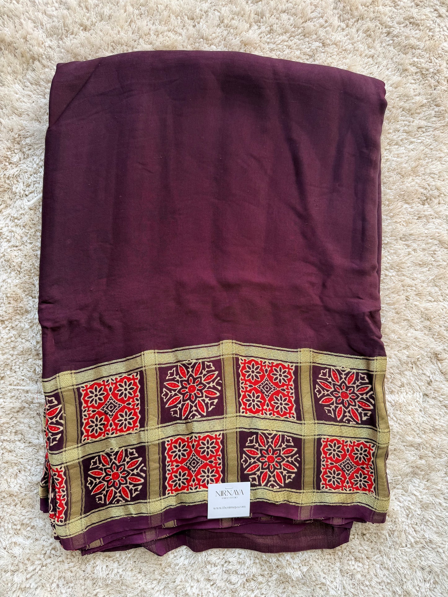 Ajrak Printed Modal Silk Saree - TN181