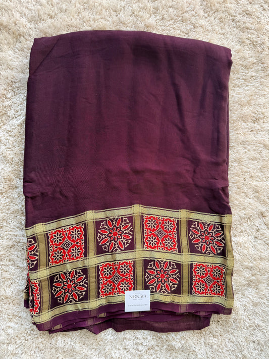 Ajrak Printed Modal Silk Saree - TN181
