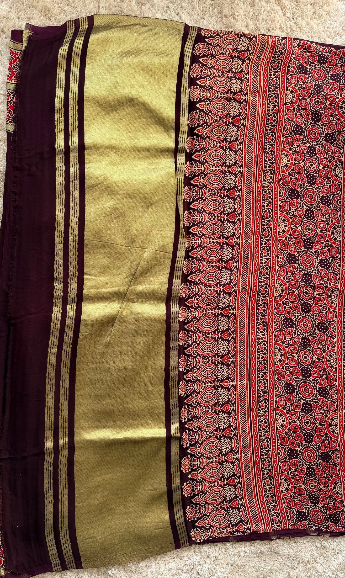 Ajrak Printed Modal Silk Saree - TN181