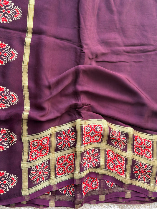 Ajrak Printed Modal Silk Saree - TN181