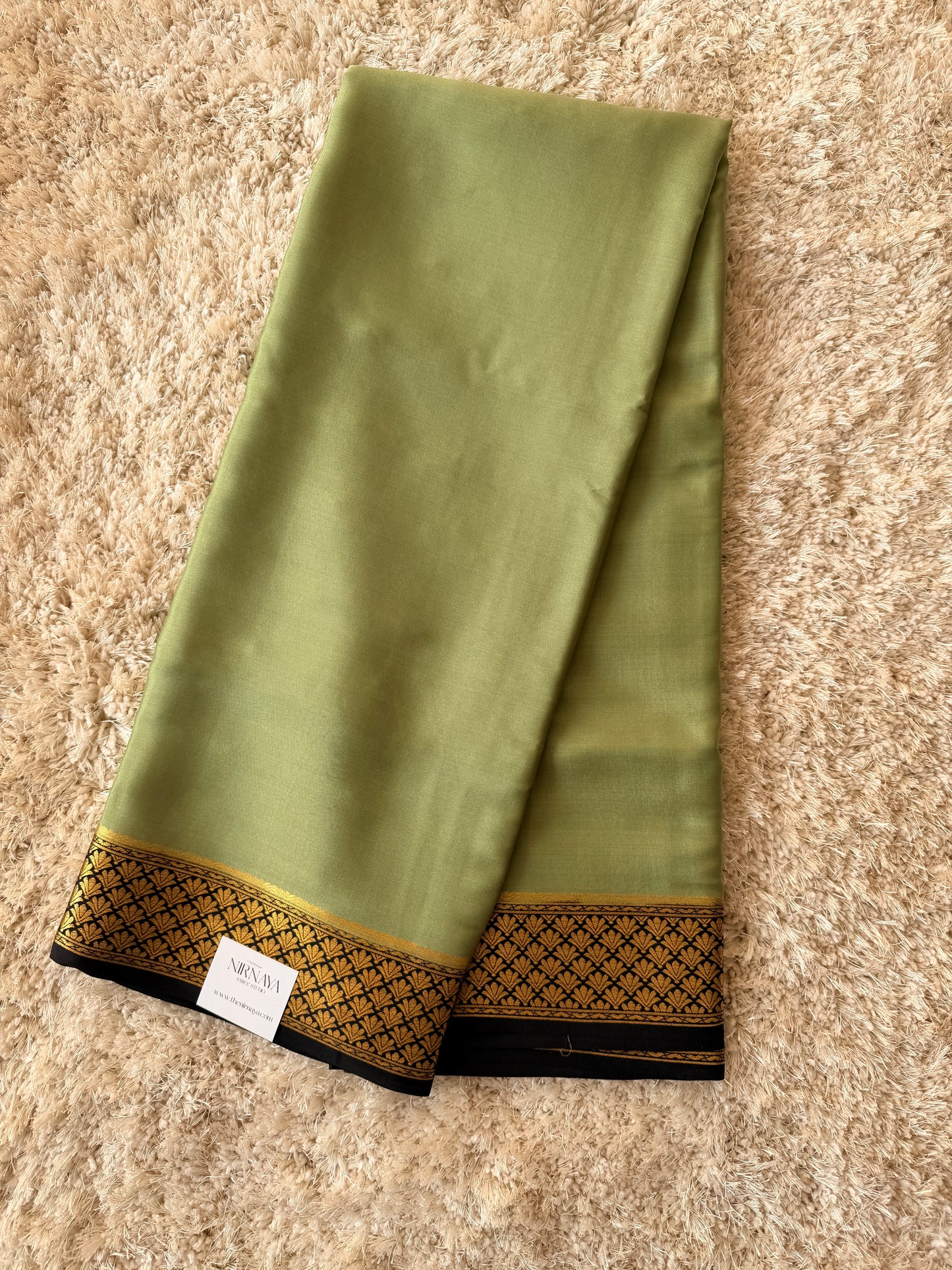 Pista Green & Black Partly Pallu - TN282