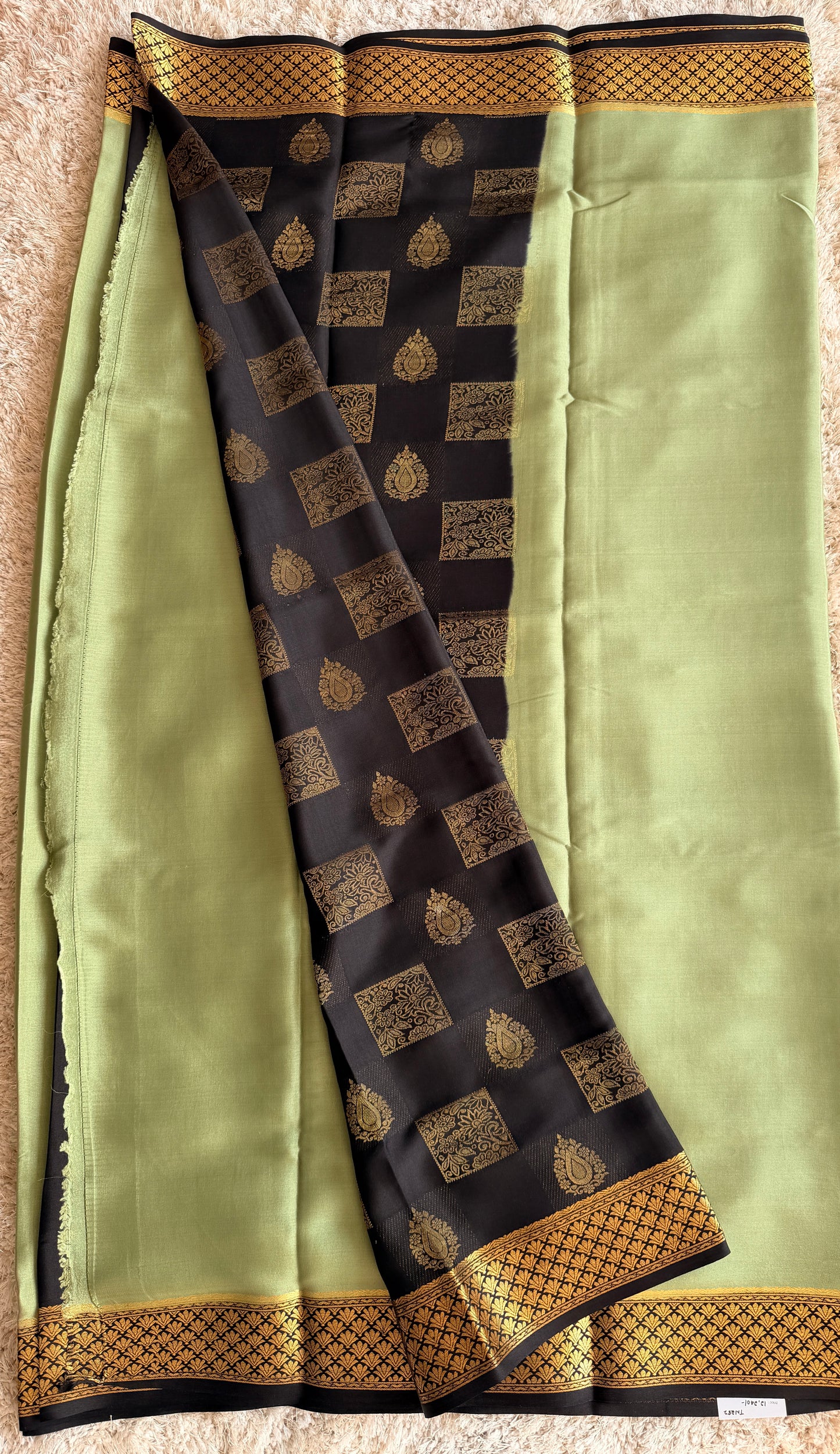 Pista Green & Black Partly Pallu - TN282