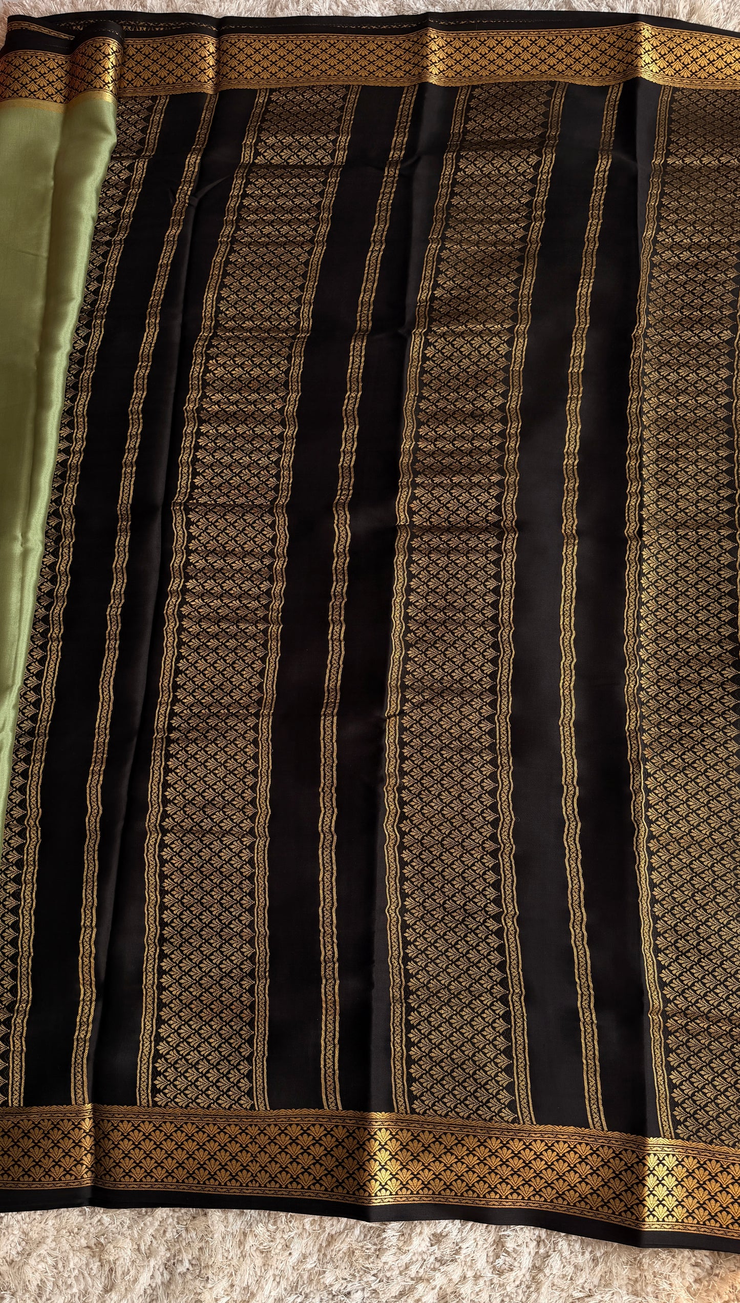Pista Green & Black Partly Pallu - TN282