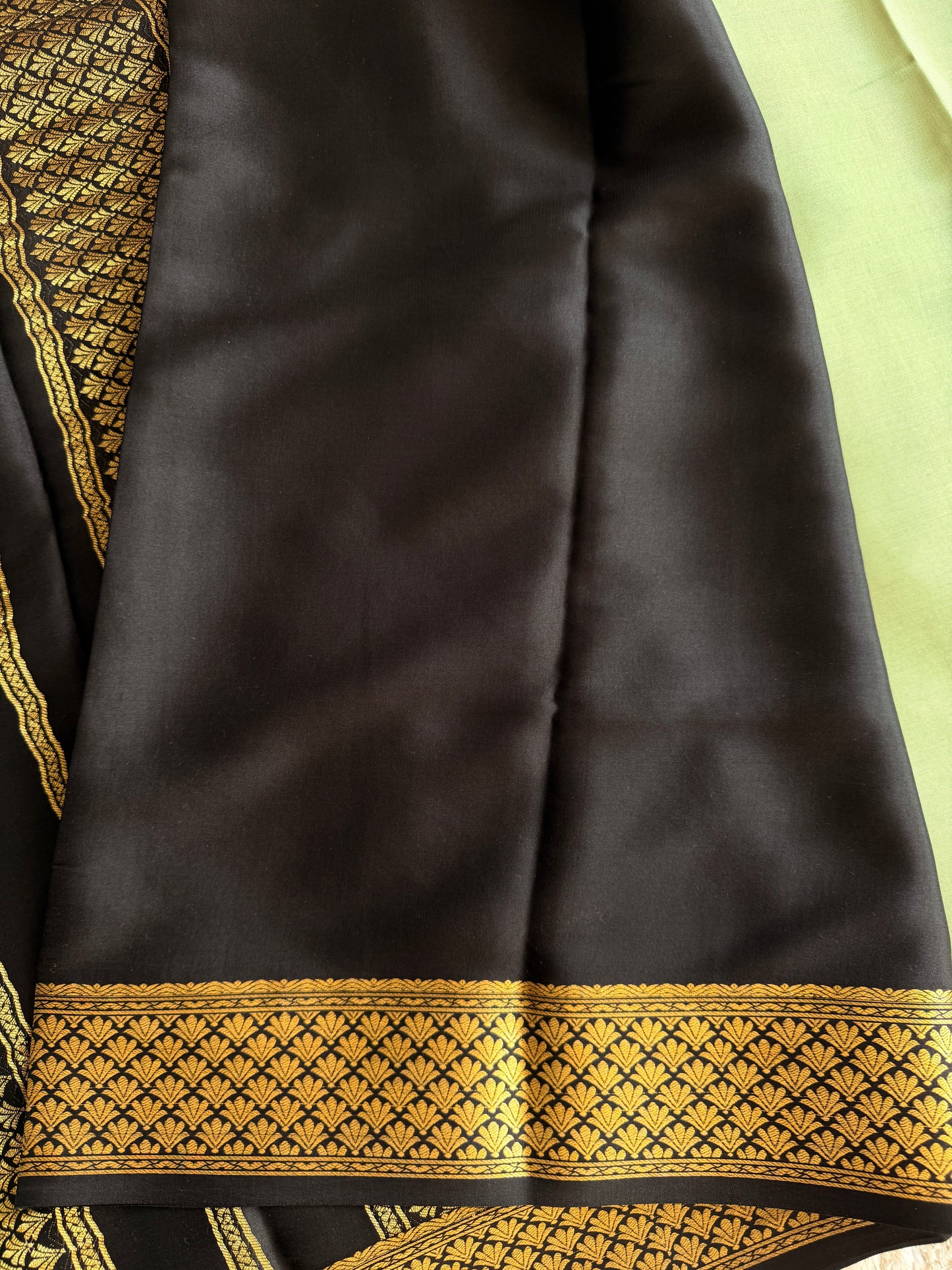 Pista Green & Black Partly Pallu - TN282