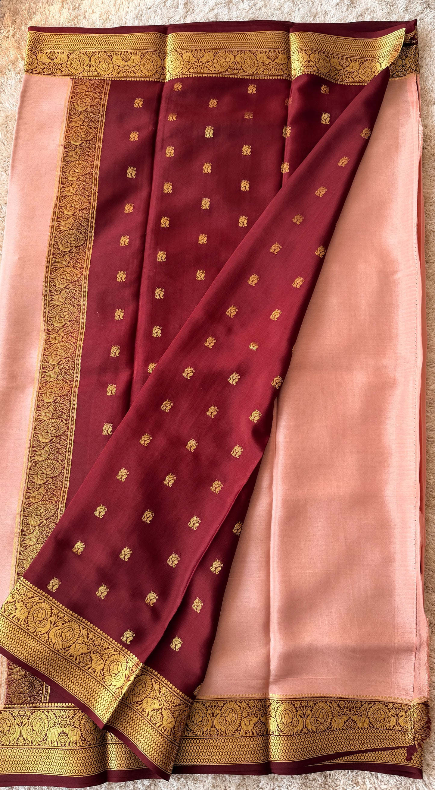 Peach & Maroon - Partly Pallu TN-281