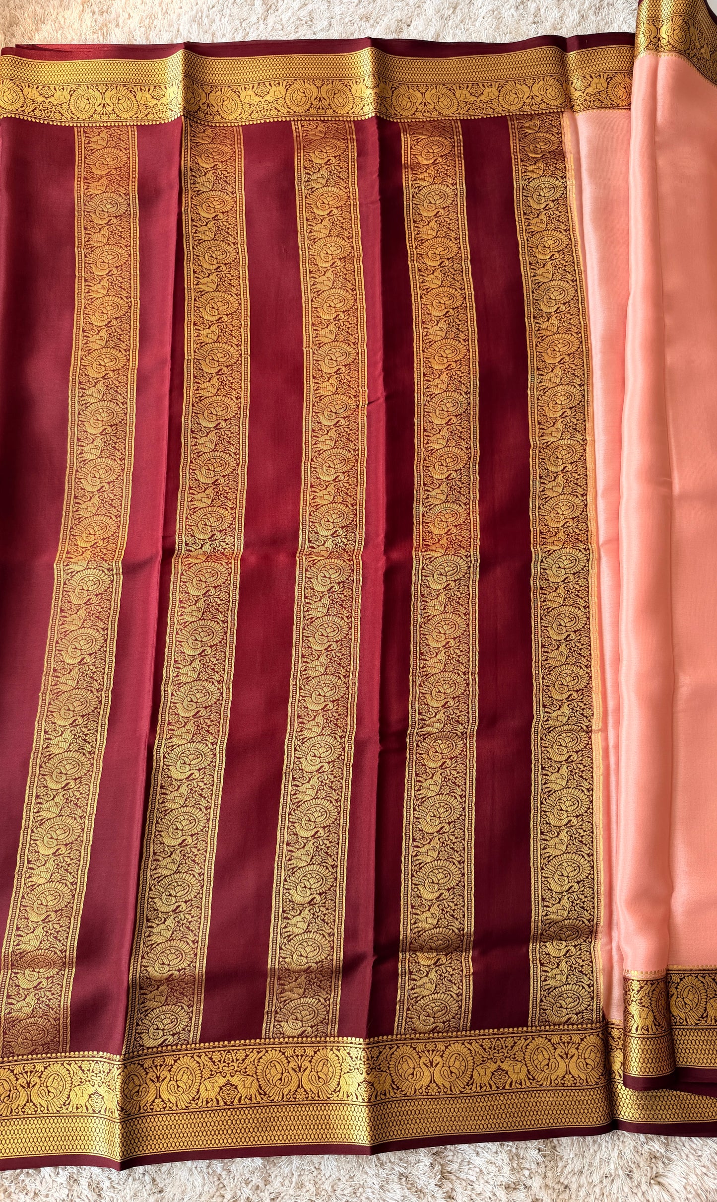 Peach & Maroon - Partly Pallu TN-281