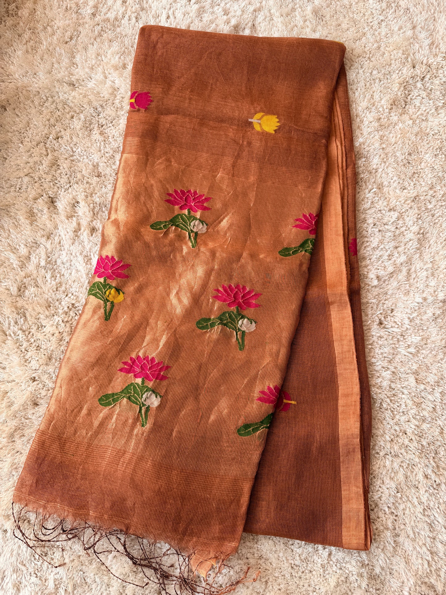 Silk Linen Jamdani Saree - TN281