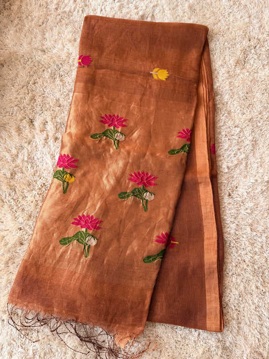 Silk Linen Jamdani Saree - TN281