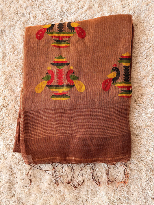 Silk Linen Jamdani Saree - TN277
