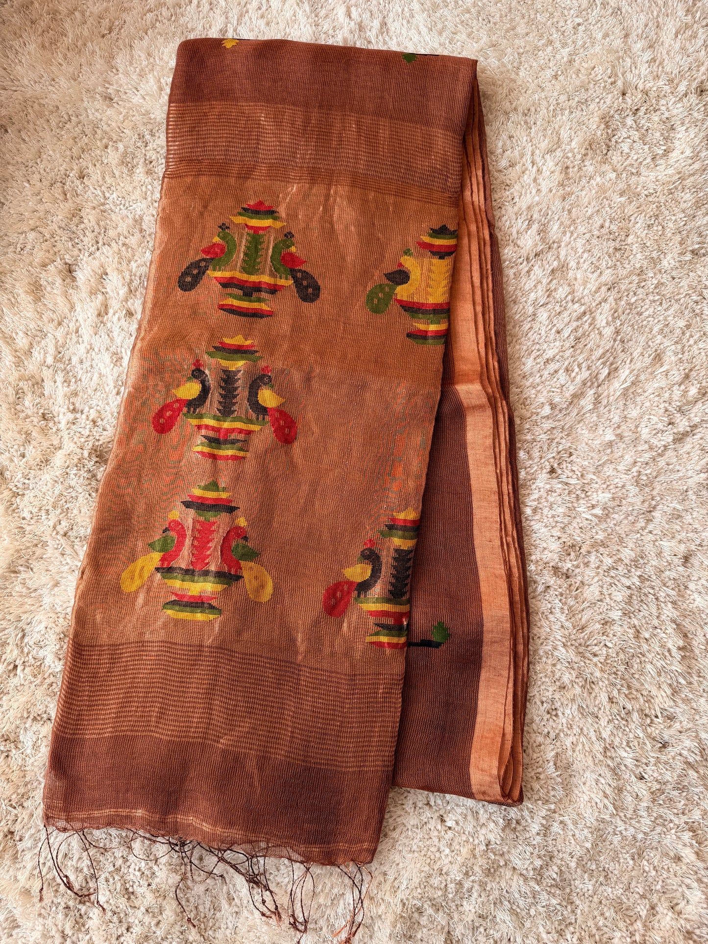 Silk Linen Jamdani Saree - TN277