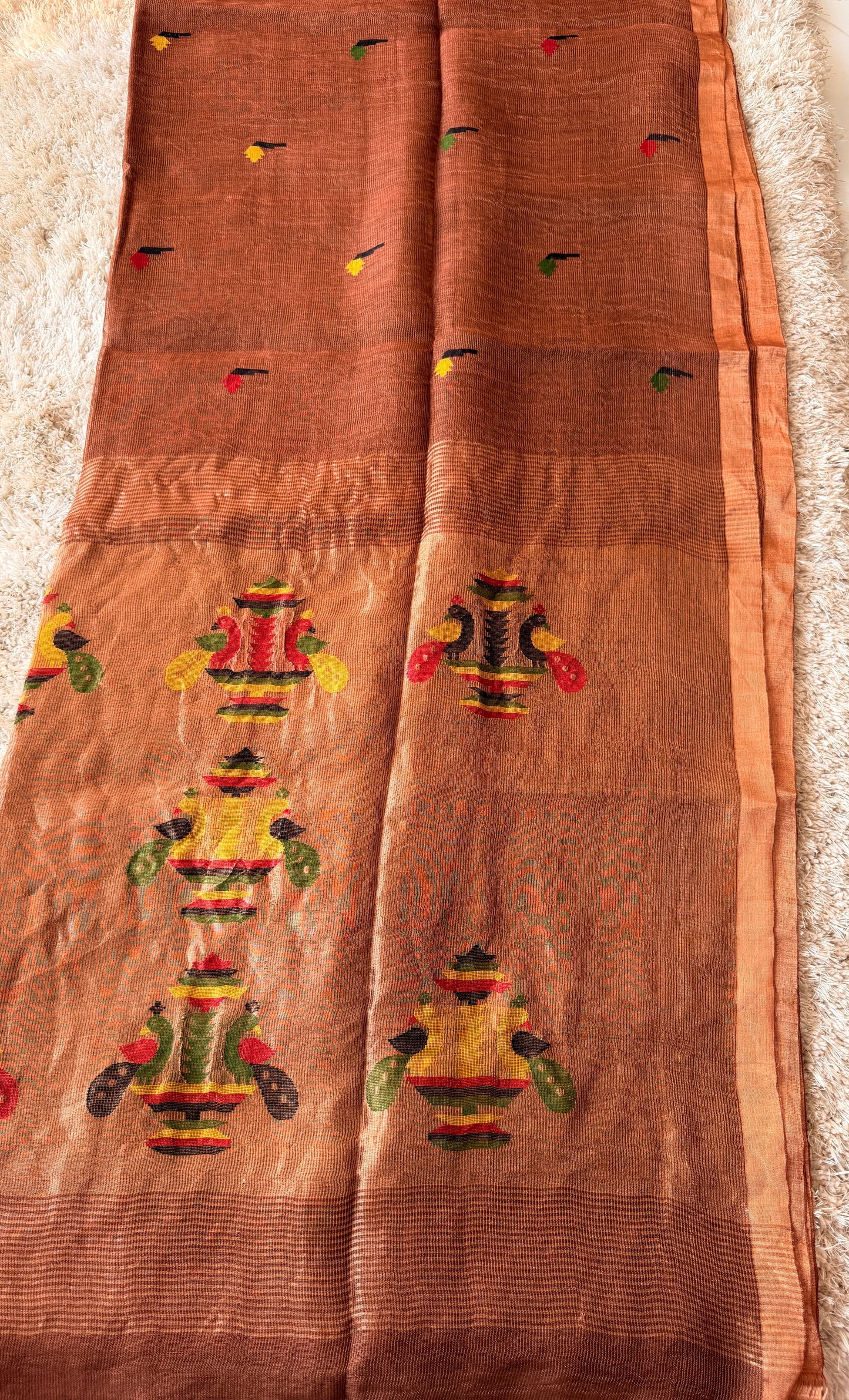 Silk Linen Jamdani Saree - TN277