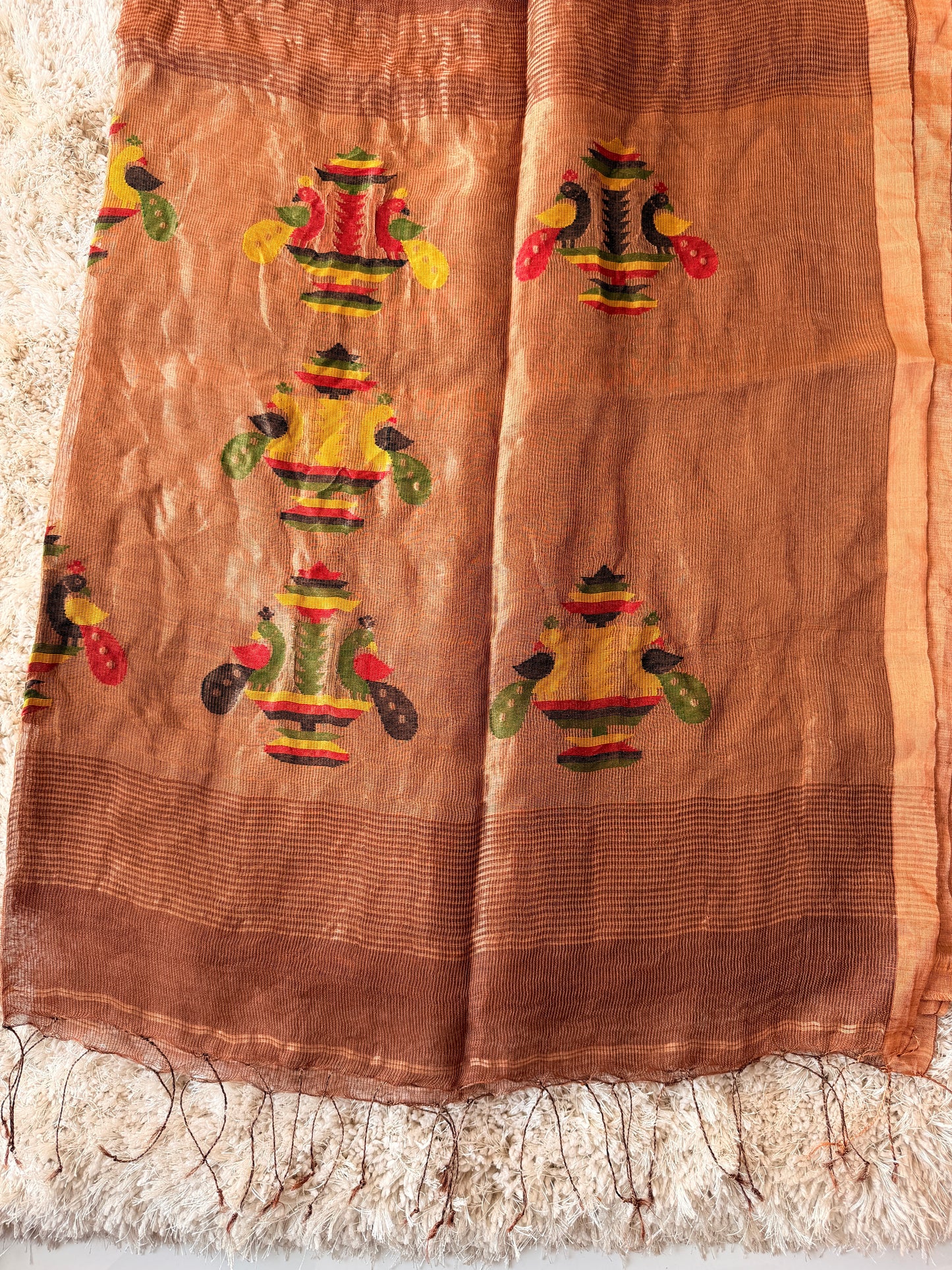 Silk Linen Jamdani Saree - TN277