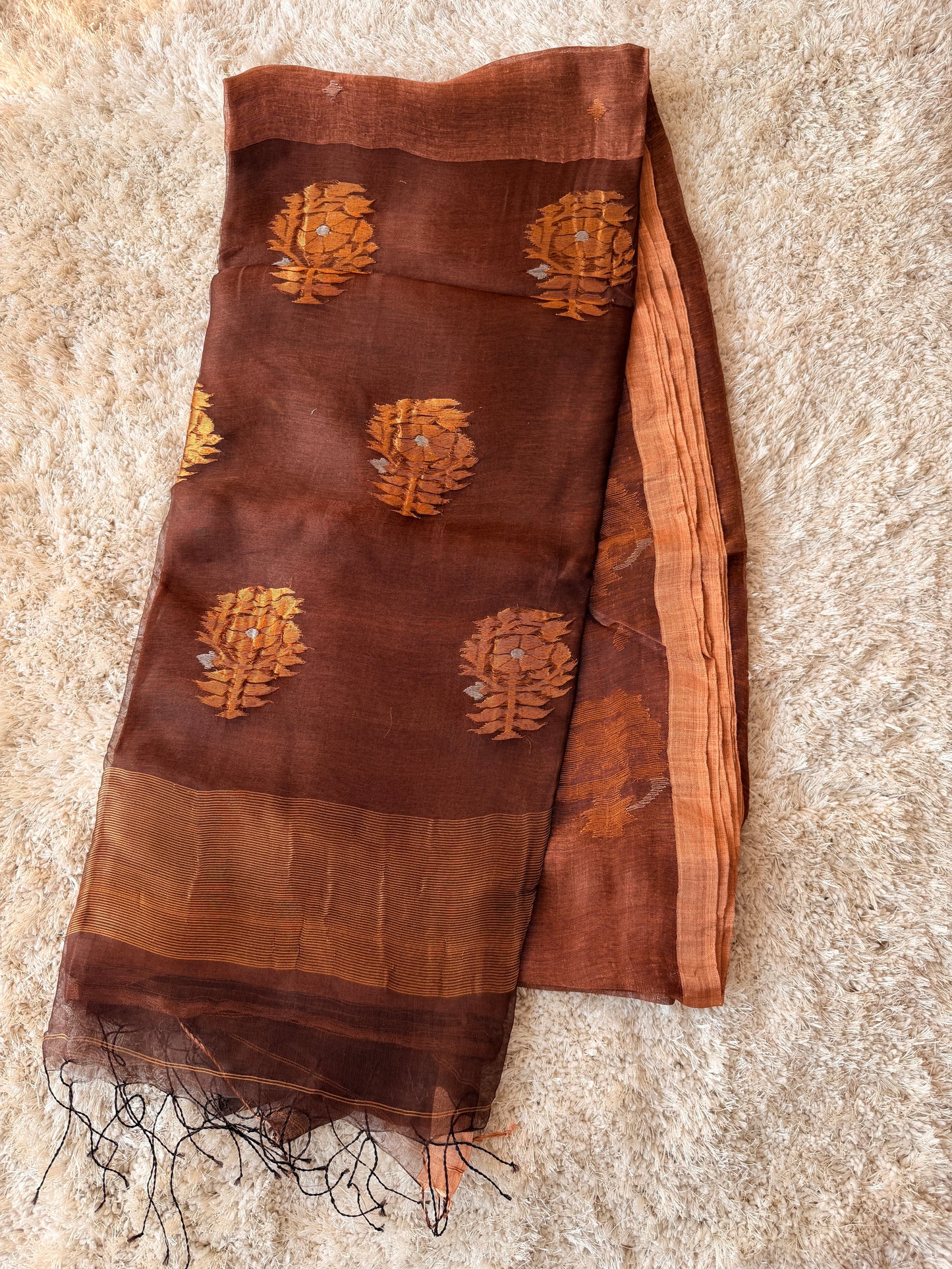 Silk Linen Banaras Jamdani Saree - TN286