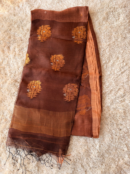 Silk Linen Banaras Jamdani Saree - TN286