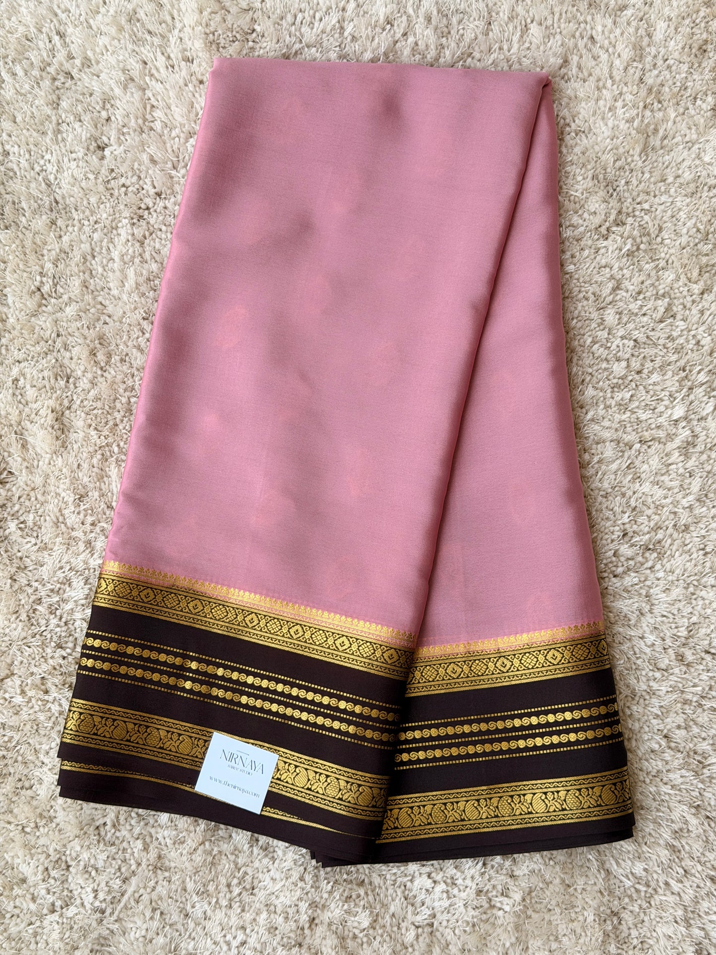 Baby Pink & Brown - Partly Pallu - TN186