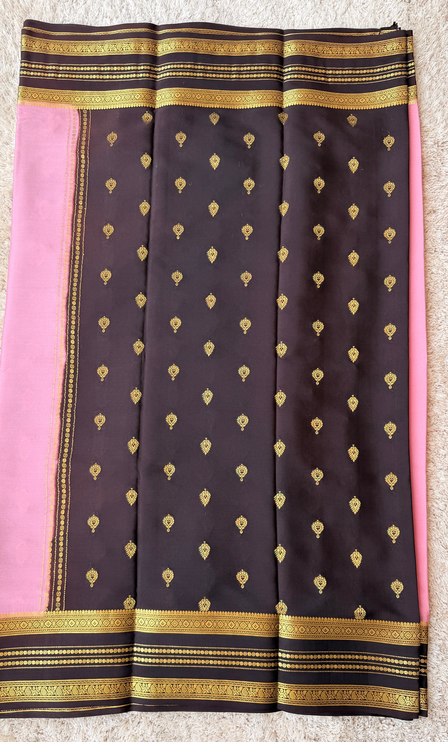 Baby Pink & Brown - Partly Pallu - TN186
