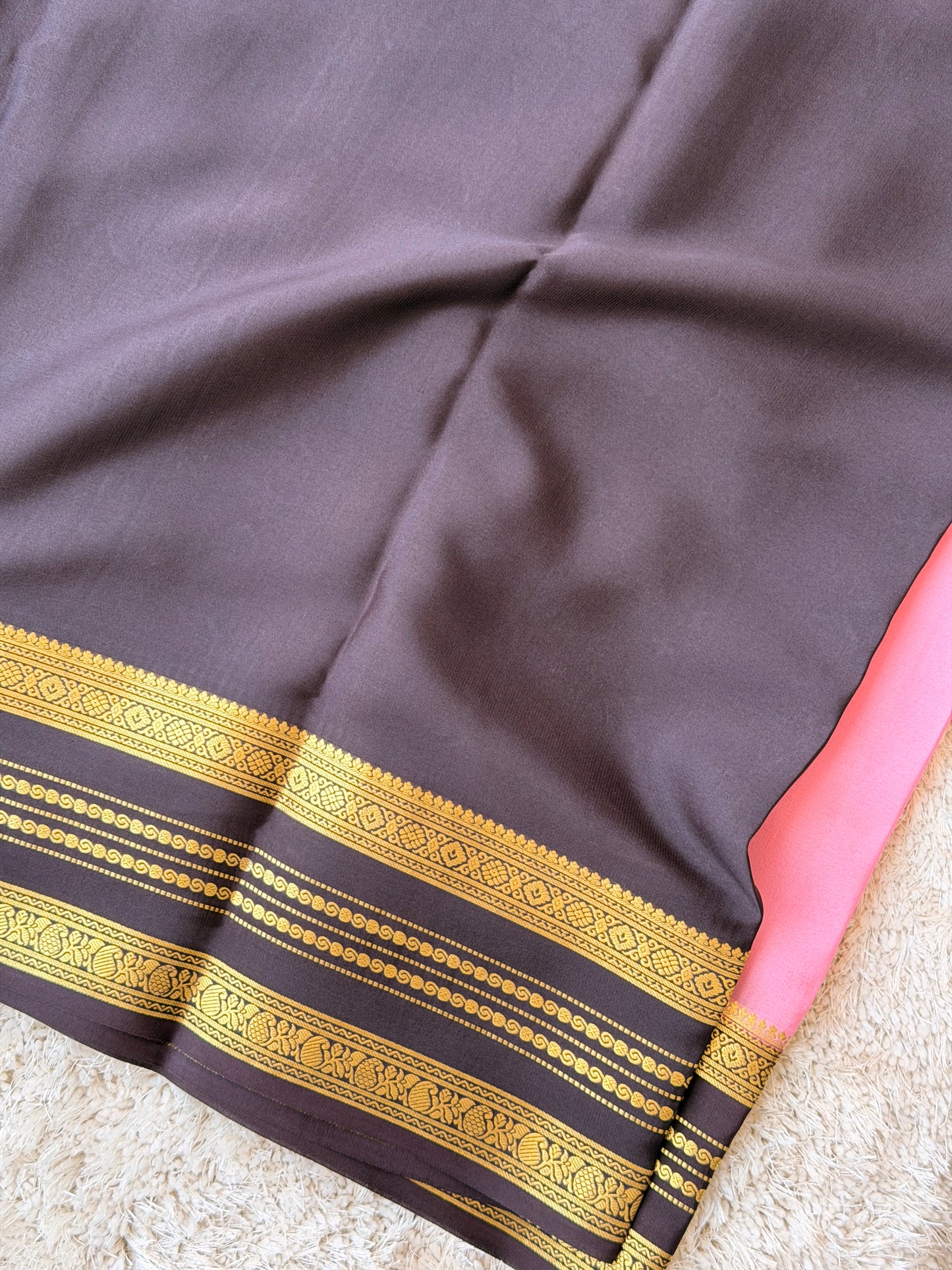 Baby Pink & Brown - Partly Pallu - TN186