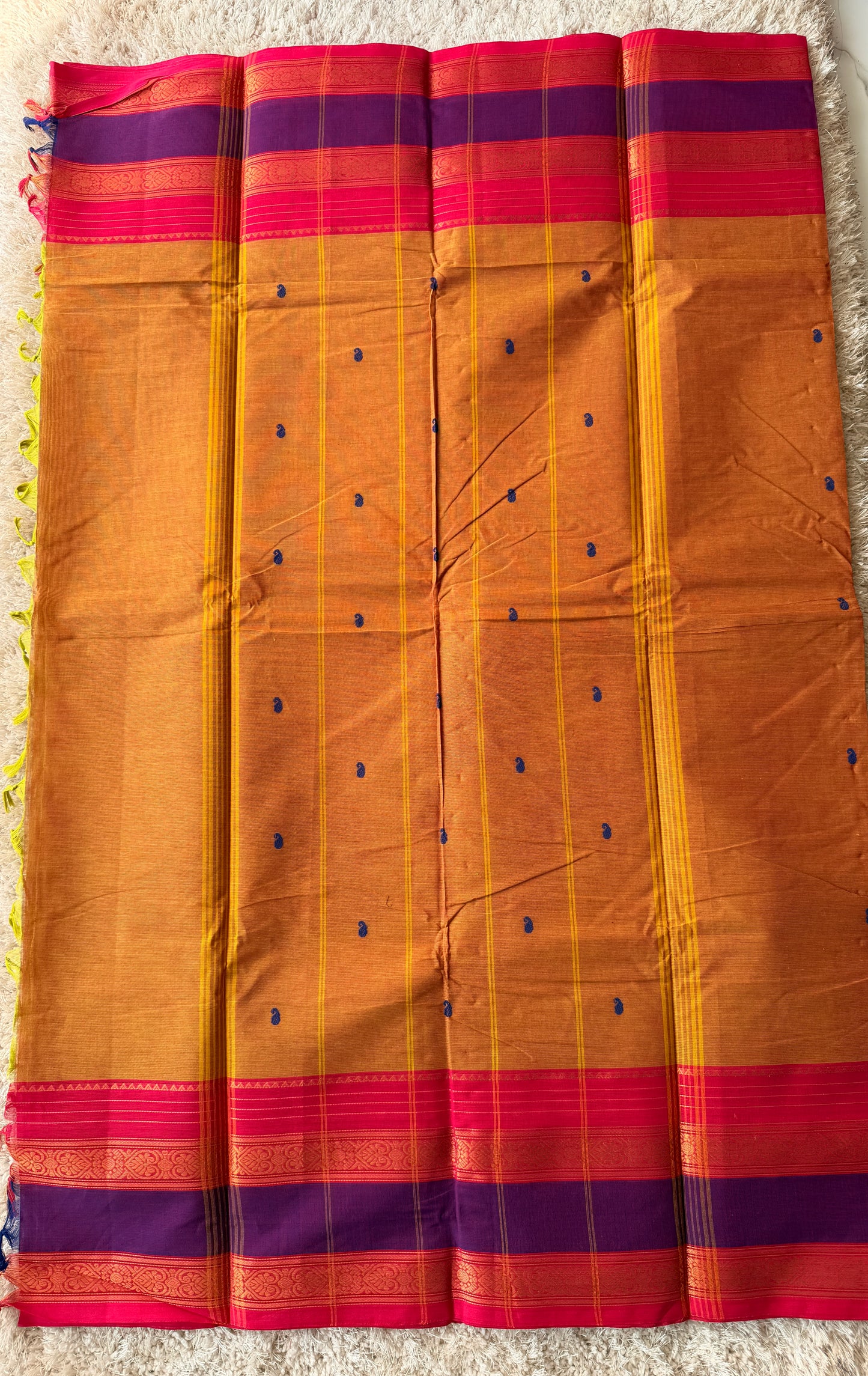 Mustard with Pink & Purple Border - TN056