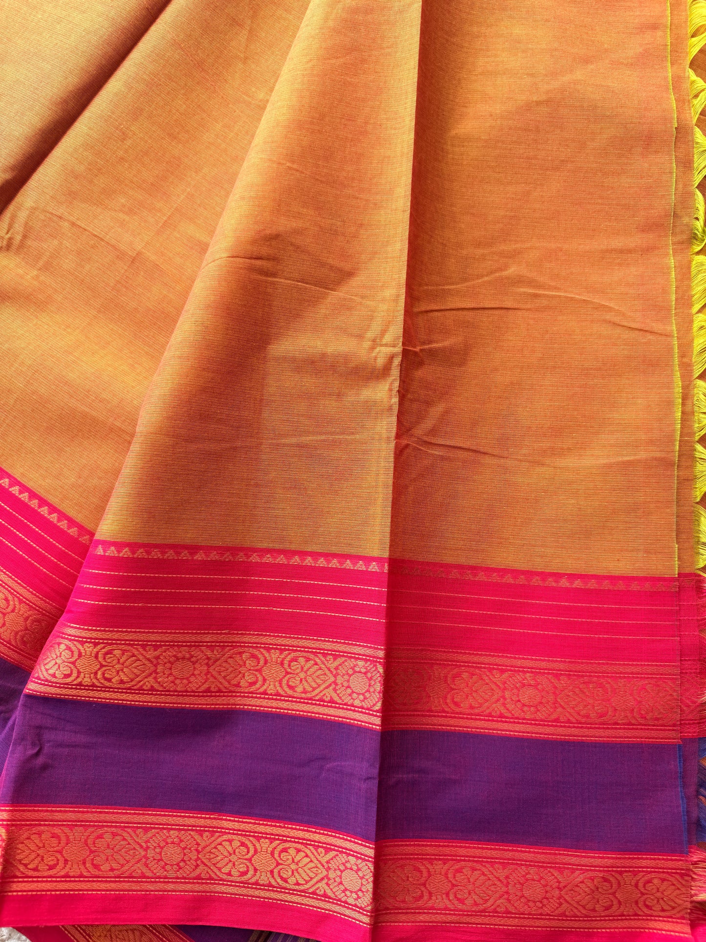 Mustard with Pink & Purple Border - TN056