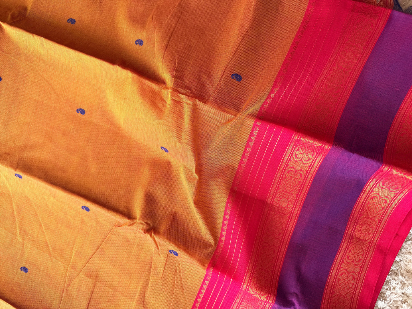 Mustard with Pink & Purple Border - TN056