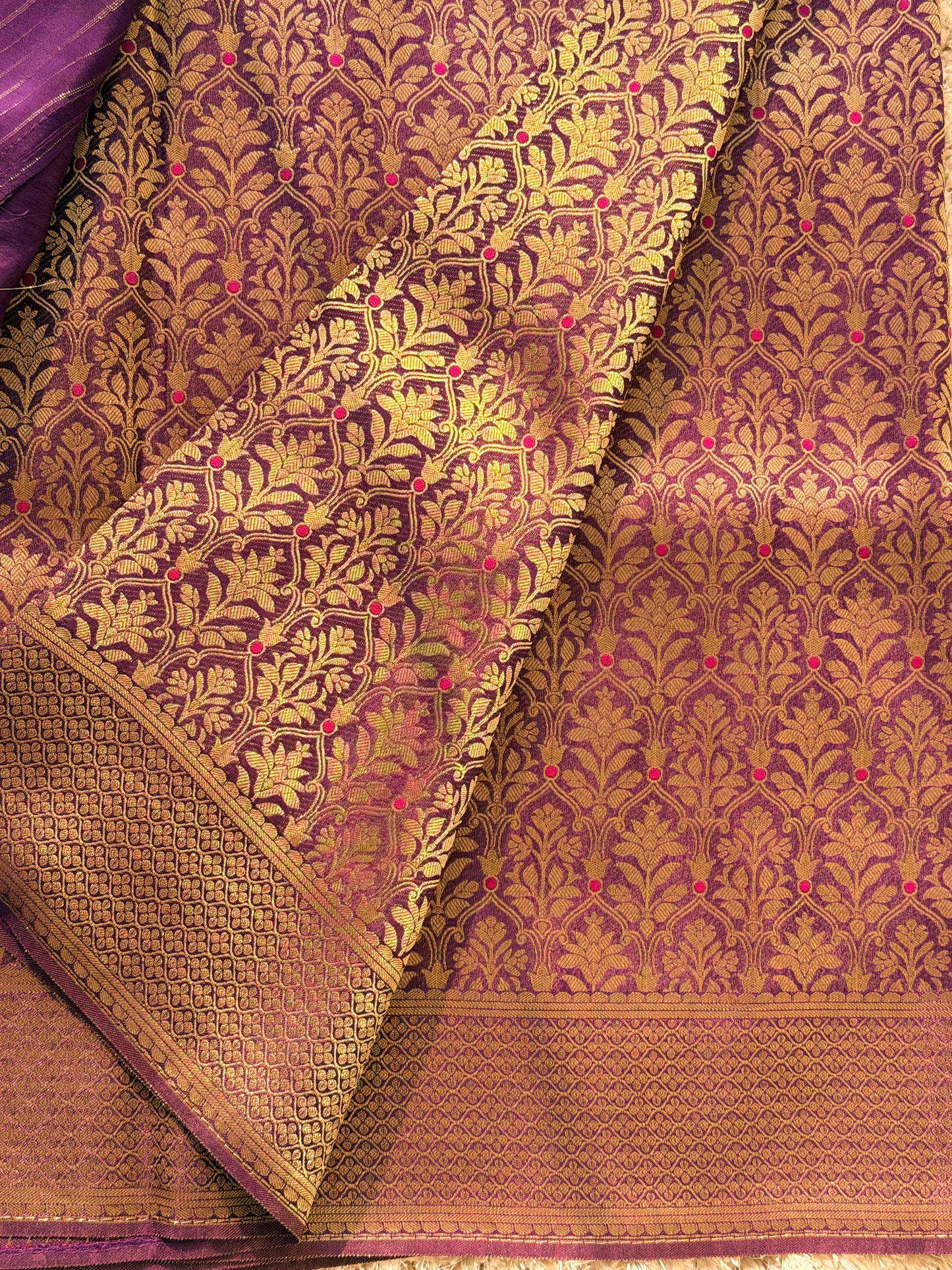 Banarasi Pure Crepe Deep Violet Brocade Saree - TN334